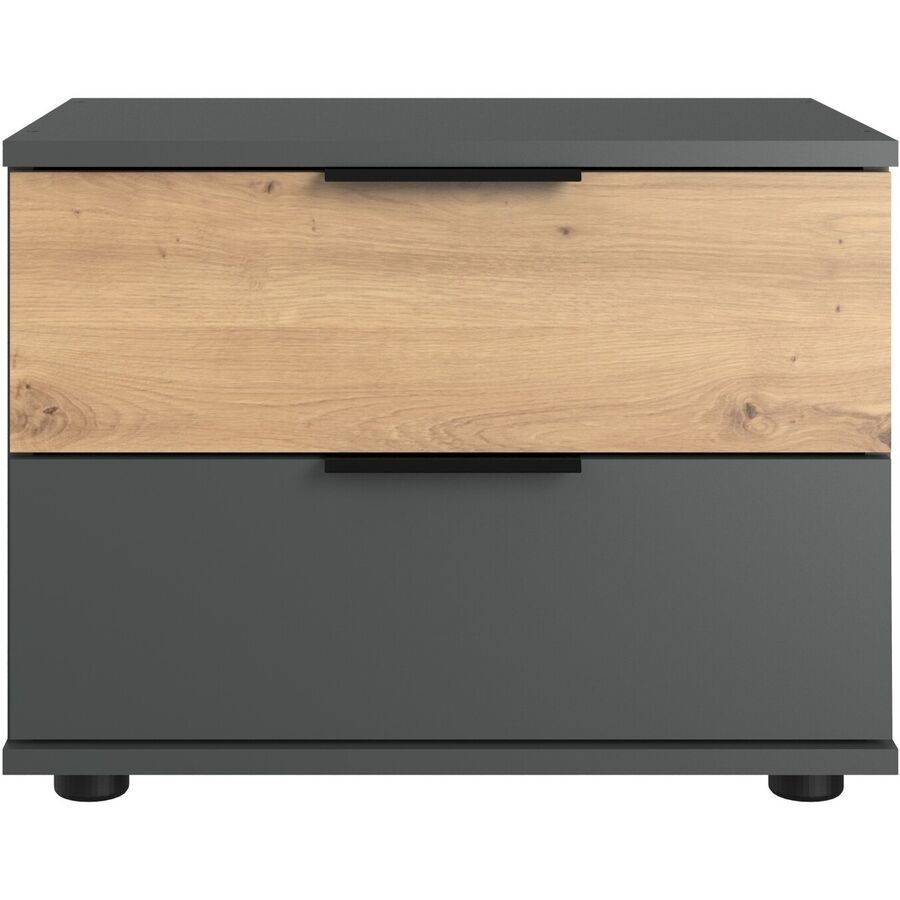 Nachttisch Shane Braun/Grau Holzwerkstoff 52 cm - Farbe: Eiche, Graphit - Nachttisch