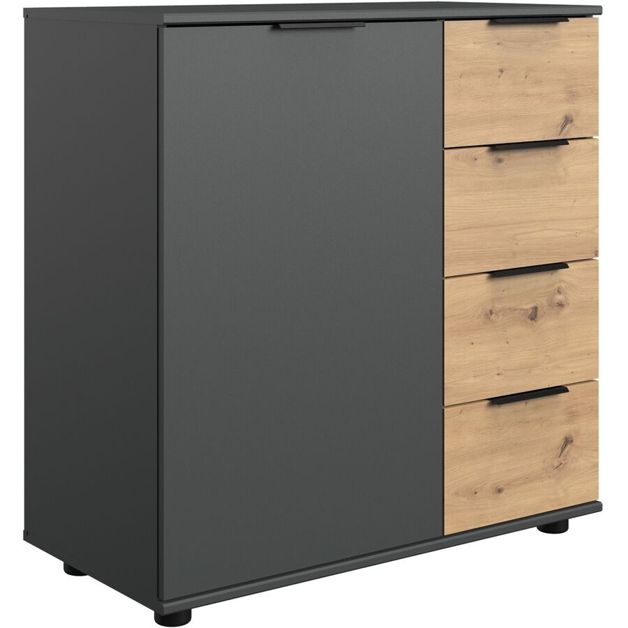 Kommode Shane Braun/Grau Holzwerkstoff 81 cm 41 cm - Farbe: Eiche/graphit - Kommode