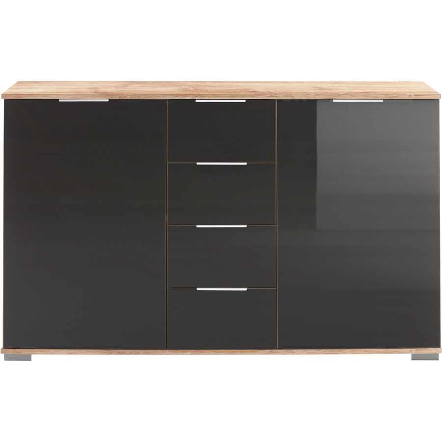 Kommode Peyton C Grau Holzwerkstoff/Glas 130 cm 41 cm - Farbe: Grey - Kommode