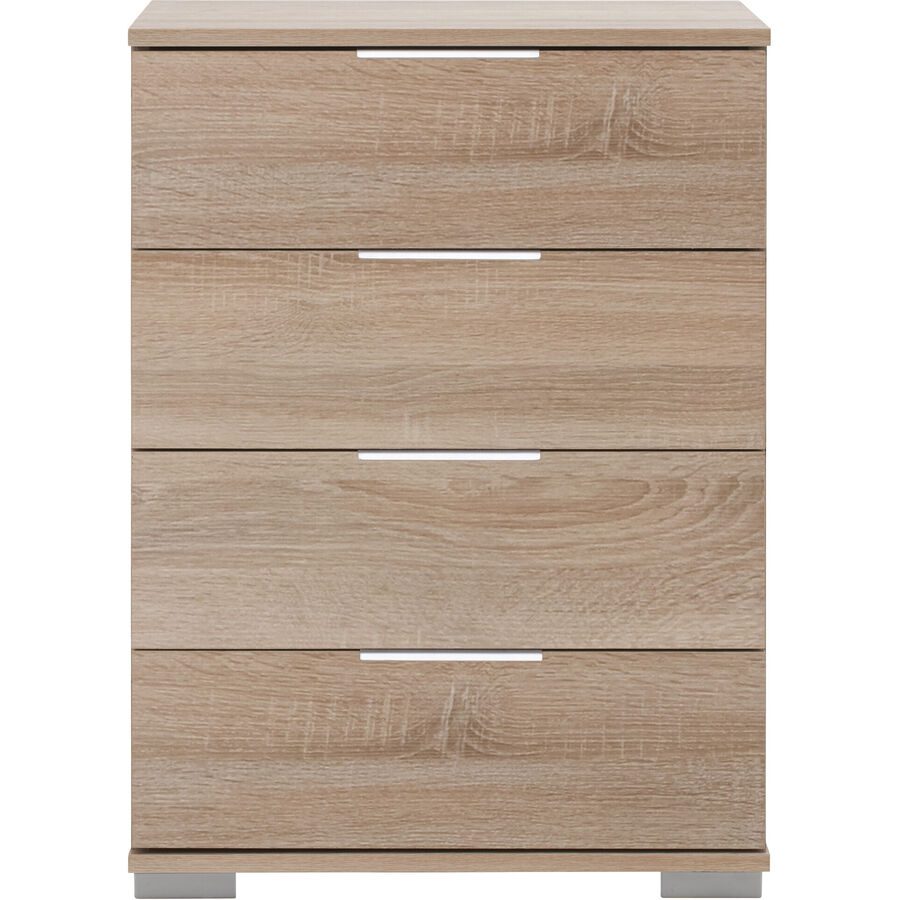 Nachttisch Peyton A Braun Holzwerkstoff/Aluminium/Kunststoff 52 cm - Farbe: Eiche sägerau - Nachttisch