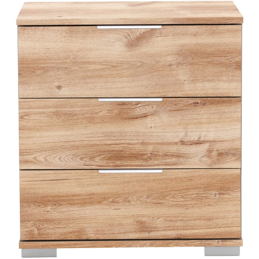 Nachttisch Peyton A Braun Holzwerkstoff/Aluminium/Kunststoff 52 cm - Farbe: Plankeneiche - Nachttisch