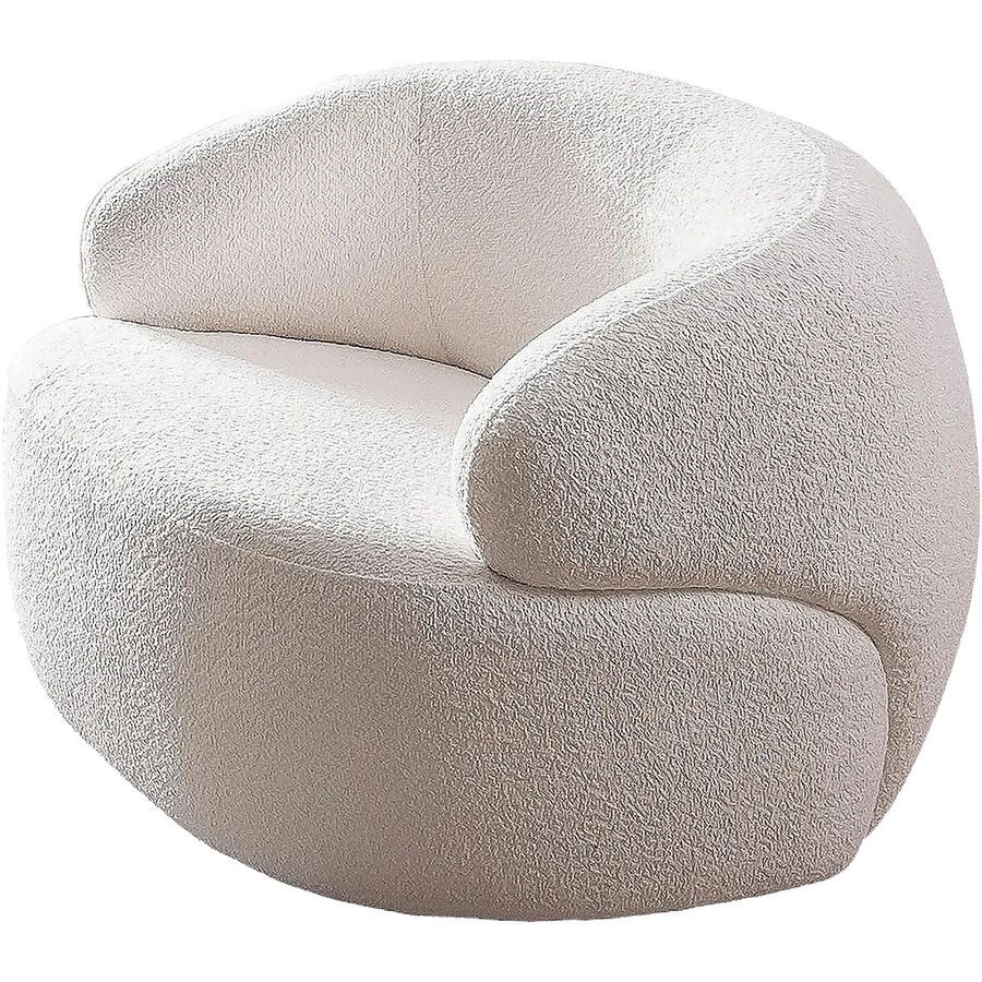 Sessel Manja Weiss Stoff 88 cm 89 cm - Material: Bouclé Stoff - Sessel