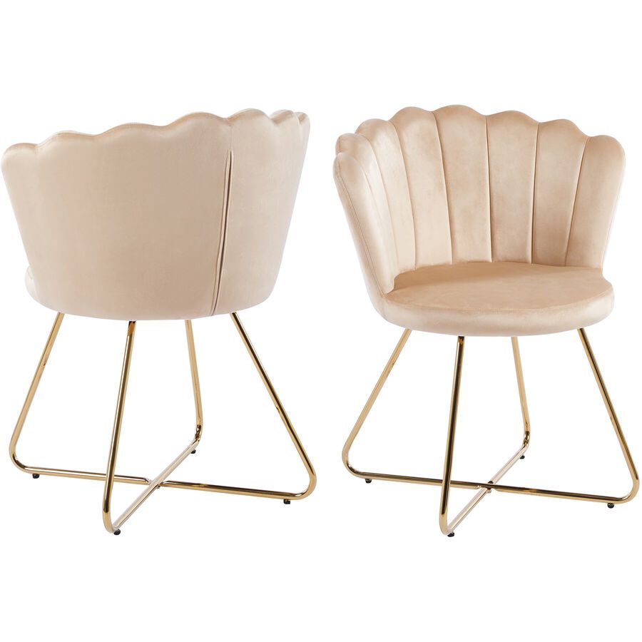 Stuhl 2er-Set Clam Beige Samt 69.5 cm - Stuhl 2er-Set