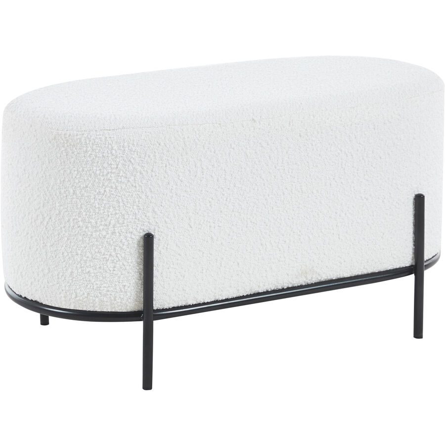 Hocker Sarina Weiss/Schwarz Stoff/Metall 80 cm 42 cm - Farbe: weiss, schwarz - Material: Stoff, Metall - Hocker