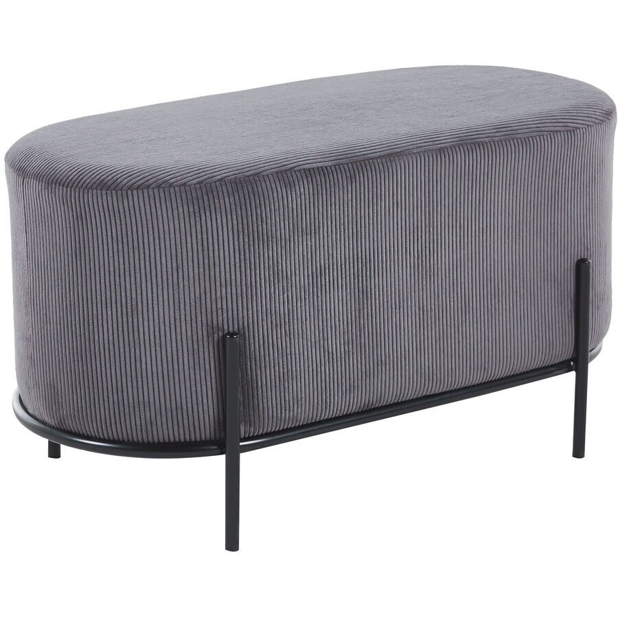 Hocker Sarina Grau/Schwarz Stoff/Metall 80 cm 42 cm - Farbe: Grau, Schwarz - Material: Stoff, Metall - Hocker