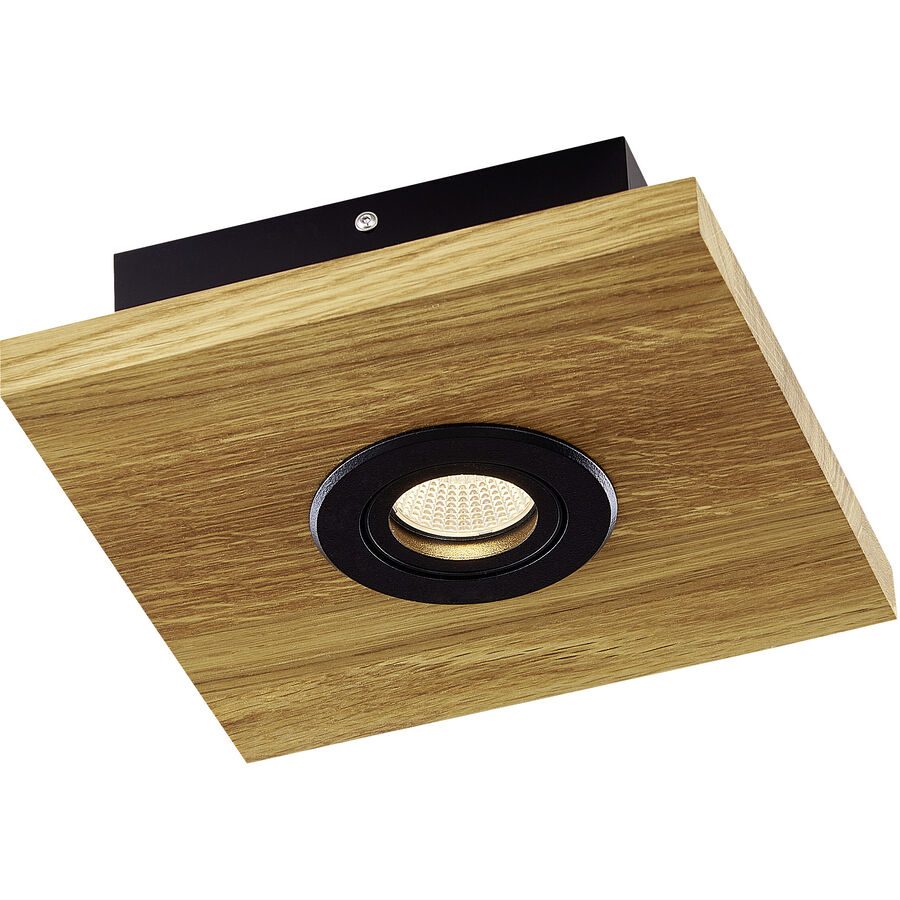 HERZBLUT Deckenlampe Lennon Schwarz Metall/Holz 20 cm 6 cm - Farbe: natur/schwarz - Material: Nickel/Holz - Deckenlampe