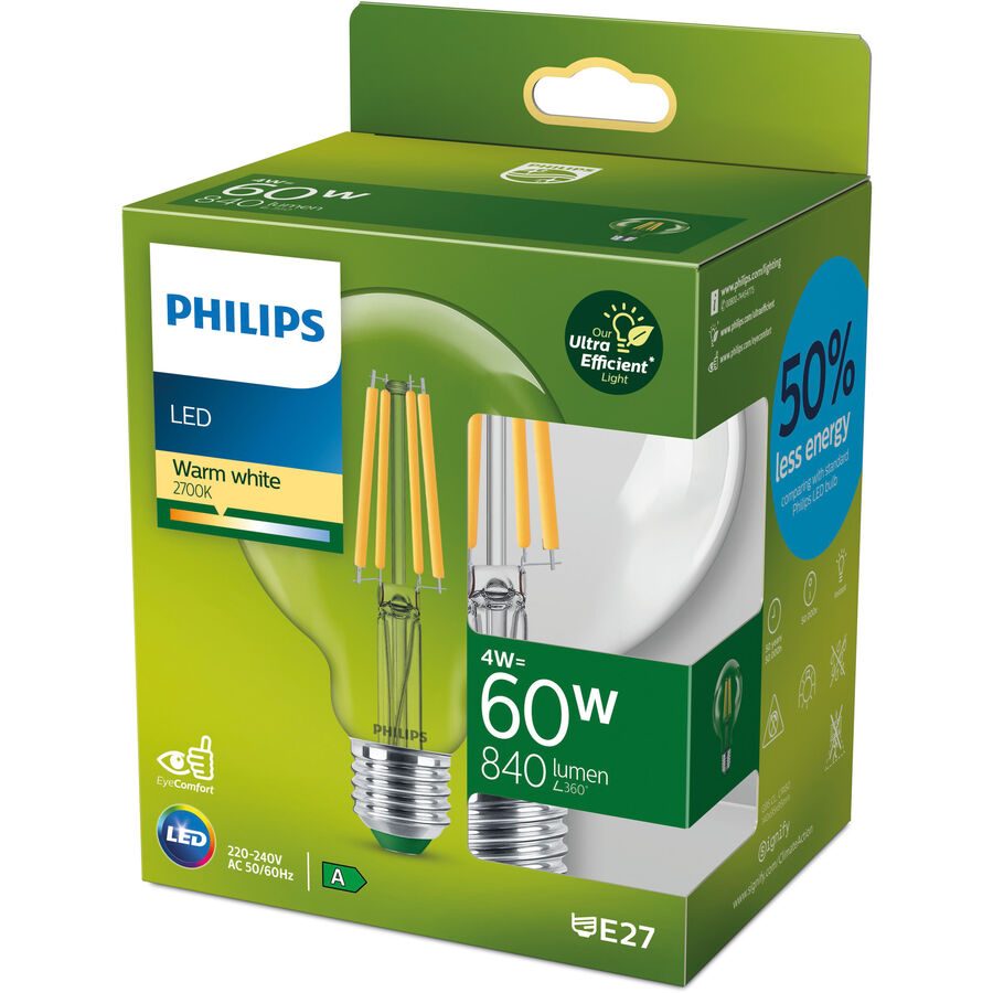 Leuchtmittel Philips Glas E27 4 W - Farbe: klar - LED - Lichtfarbe: Extra warmweiss - Leuchtmittel- LED Leuchtmittel