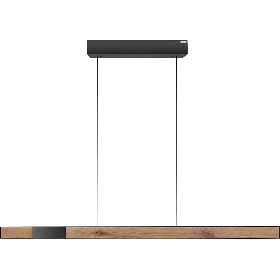 Pendellampe Pure Schwarz Aluminium/Holz 8.2 cm 240 cm - Farbe: natur/schwarz - LED - Lichtfarbe: Extra warmweiss - Tageslichtweiss - Pendellampe- LED