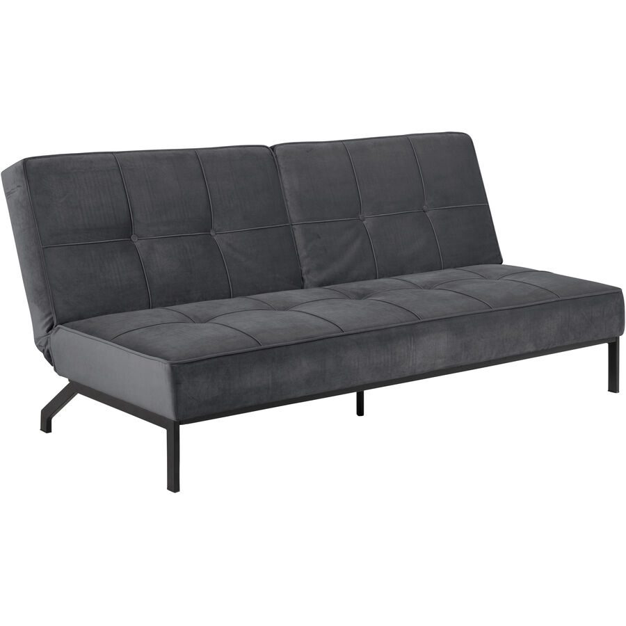 Bettsofa Perugia Grau Stoff/Metall 198 cm 95 cm Ausklappbar/Verstellbare Lehne - Farbe: Dunkelgrau - Material: Stoff, Metall - Bettsofa