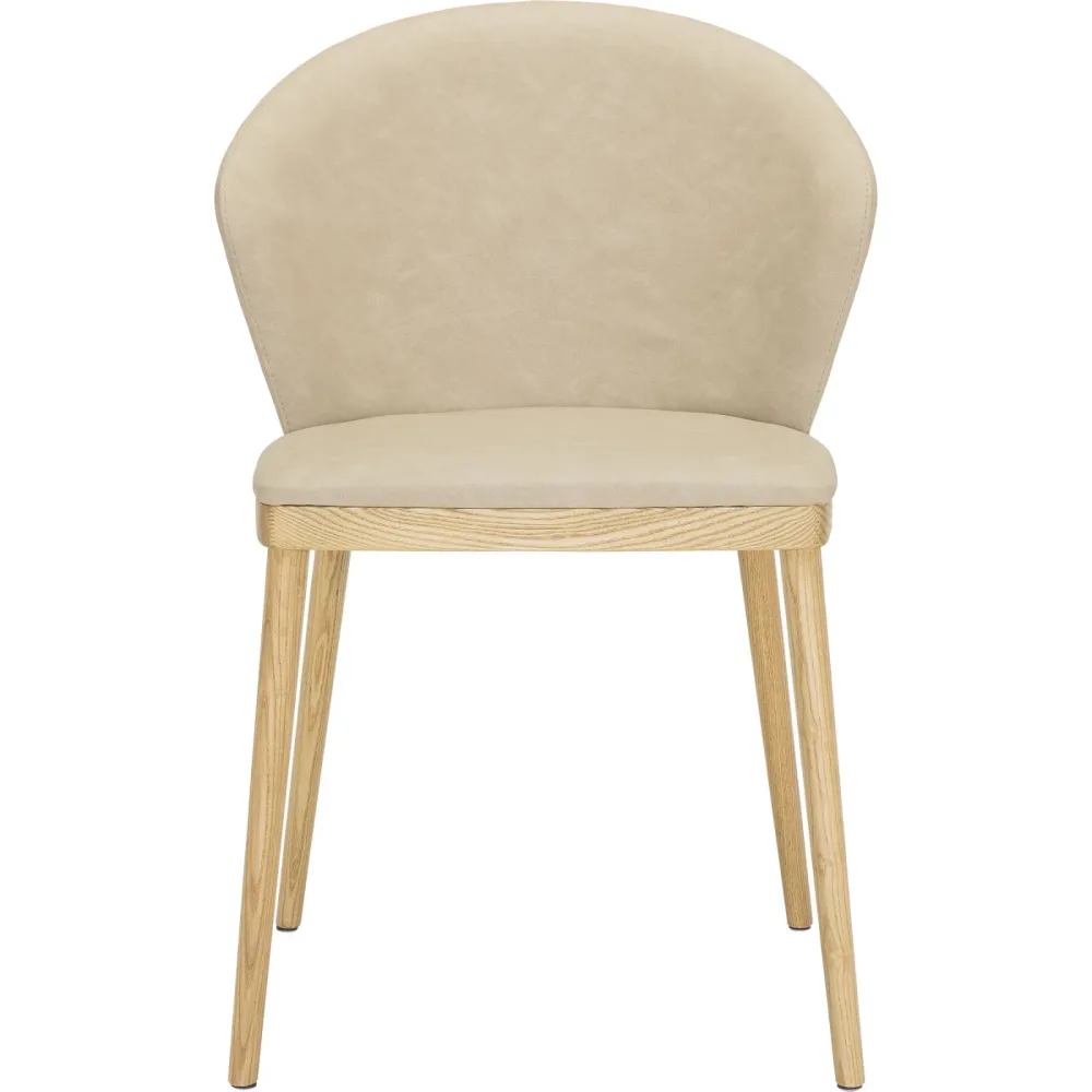 Stuhl Salpa Beige Leder/Holz 55 cm - Farbe: sand - Material: Leder/Esche/Sperrholz - Stuhl