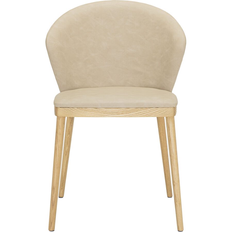 Stuhl Salpa Beige Leder/Holz 55 cm - Farbe: sand - Material: Leder/Esche/Sperrholz - Stuhl