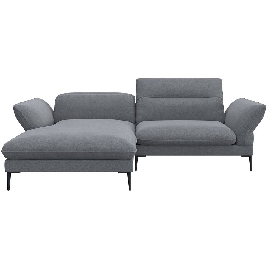 Ecksofa Tiara Grau Stoff 241 cm 88 cm Verstellbare Stütze - Ecksofa