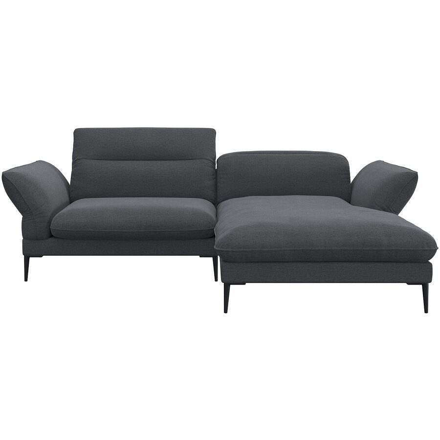 Ecksofa Tiara Grau Stoff 241 cm 88 cm Verstellbare Stütze - Farbe: anthrazit - Ecksofa
