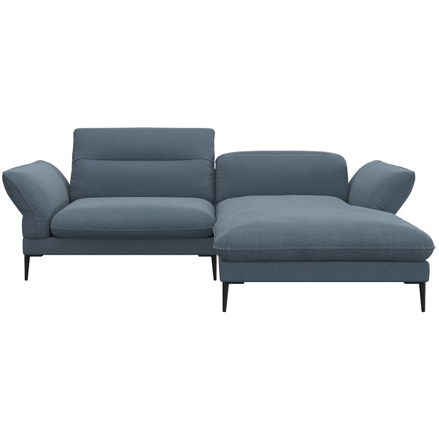 Ecksofa Tiara Blau Stoff 241 cm 88 cm Verstellbare Stütze - Ecksofa