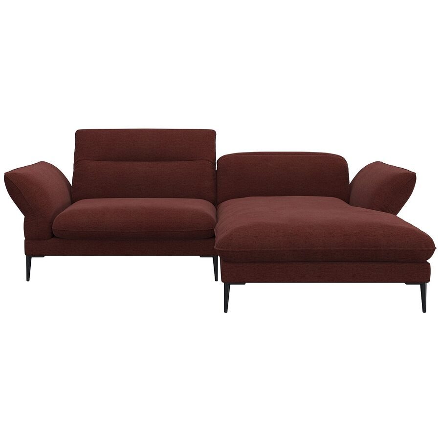 Ecksofa Tiara Rot Stoff 241 cm 88 cm Verstellbare Stütze - Farbe: bordeaux - Ecksofa