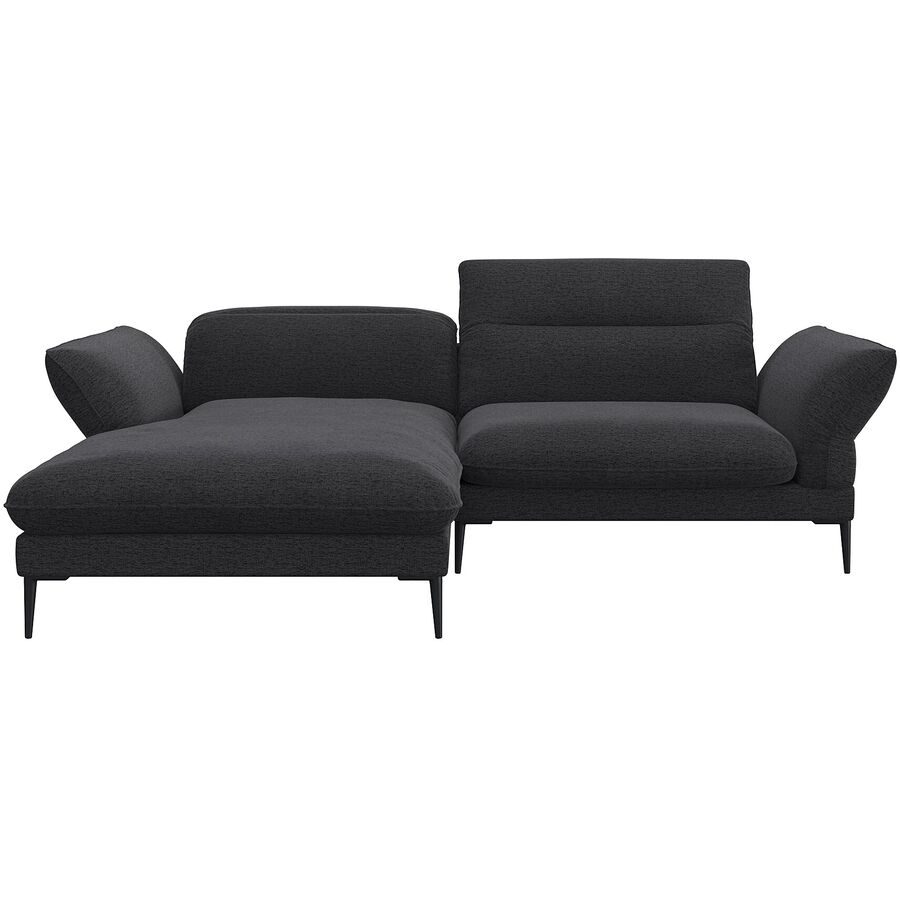 Ecksofa Tiara Schwarz Stoff 241 cm 88 cm Verstellbare Stütze - Ecksofa