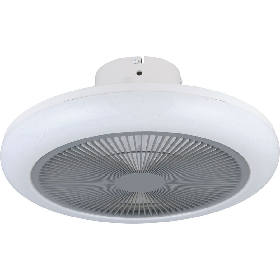 Eglo Deckenventilator mit Licht Kostrena Grau/Weiss Kunststoff D 45.5 cm - Farbe: weiss/grau - LED - Deckenventilator mit Licht- LED Energiesparlampe