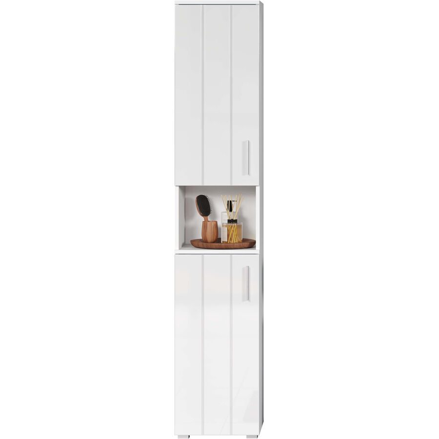 Badezimmerschrank Cindy Weiss Holz 37 cm 31 cm 192 cm - Material: Holzwerkstoff - Badezimmerschrank