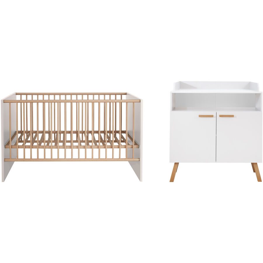 Babyzimmer-Set Matis Weiss Holz - Material: Holzwerkstoff - Babyzimmer-Set