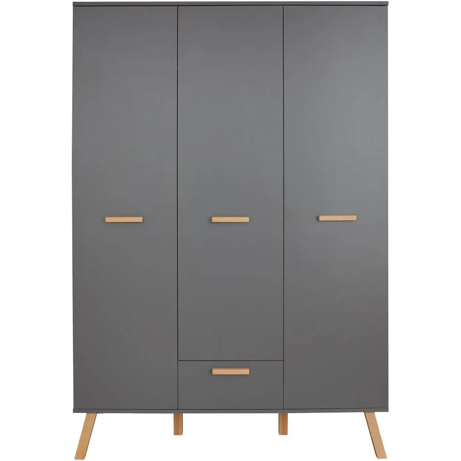 Kleiderschrank Matis Grau Holz 130 cm 60 cm 190 cm - Material: Holzwerkstoff - Kleiderschrank