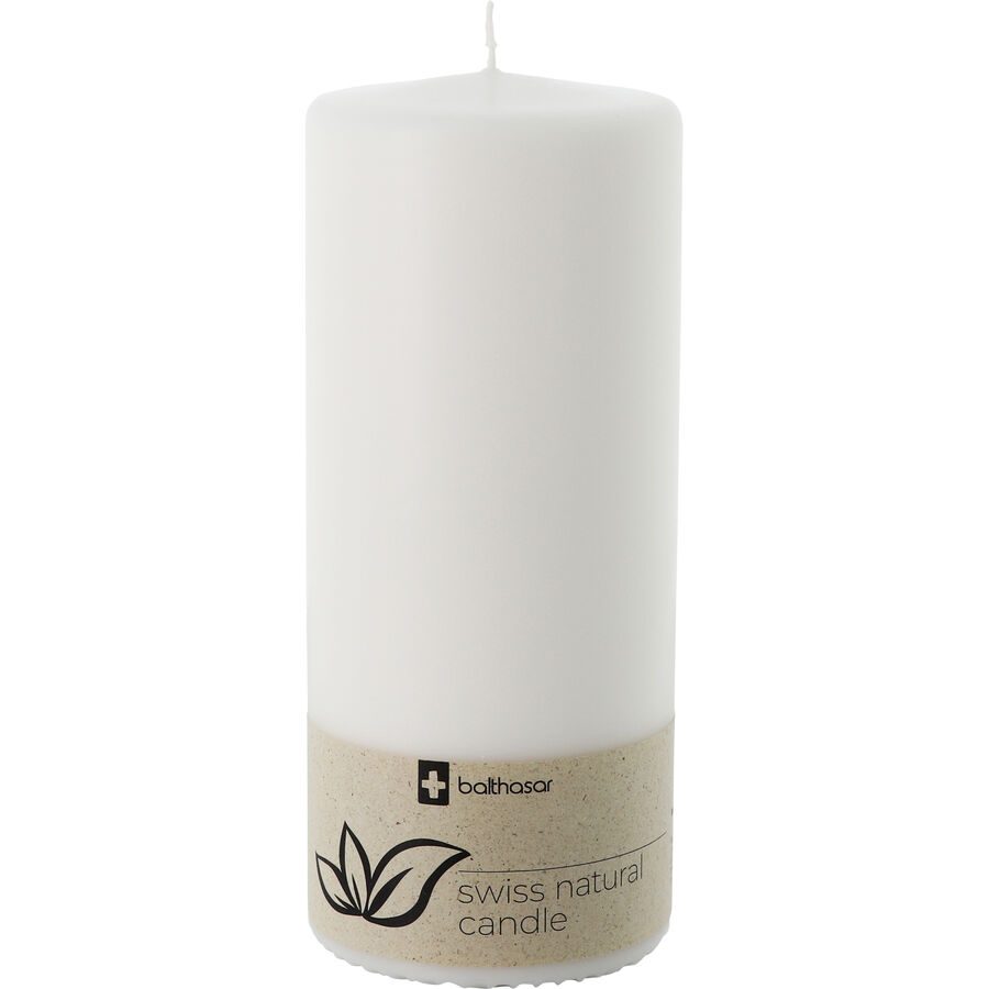 Balthasar Kerze Swiss Natural weiss H17 cm D7 cm, Brenndauer 65h - Material: Wachs - Kerze