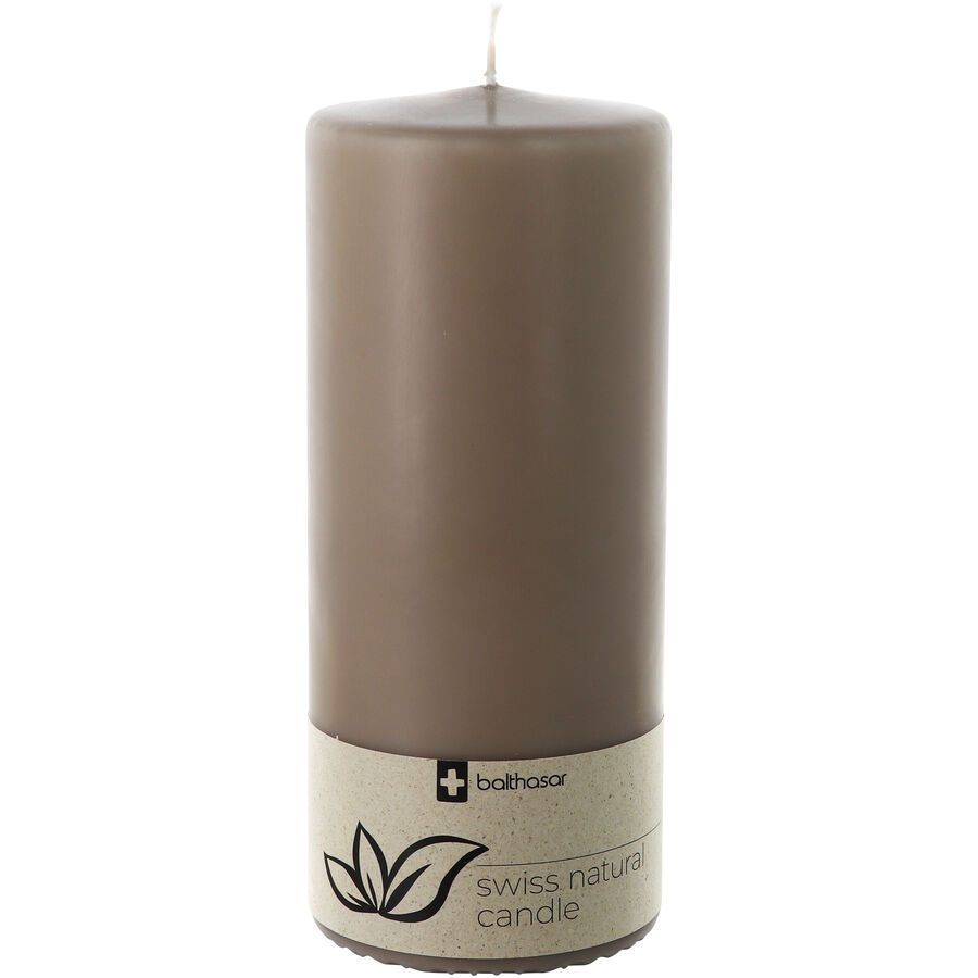 Balthasar Kerze Swiss Natural taupe H17 cm D7 cm, Brenndauer 65h - Material: Wachs - Kerze