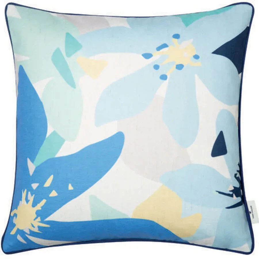 Tom Tailor Zierkissen Floral Blau Polyester 45 cm 45 cm - Zierkissen