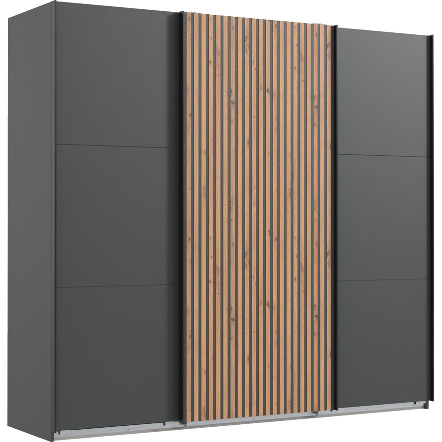 Kleiderschrank Asin Braun/Grau Holzwerkstoff 300 cm 65 cm 216 cm - Farbe: Eiche/graphit - Kleiderschrank