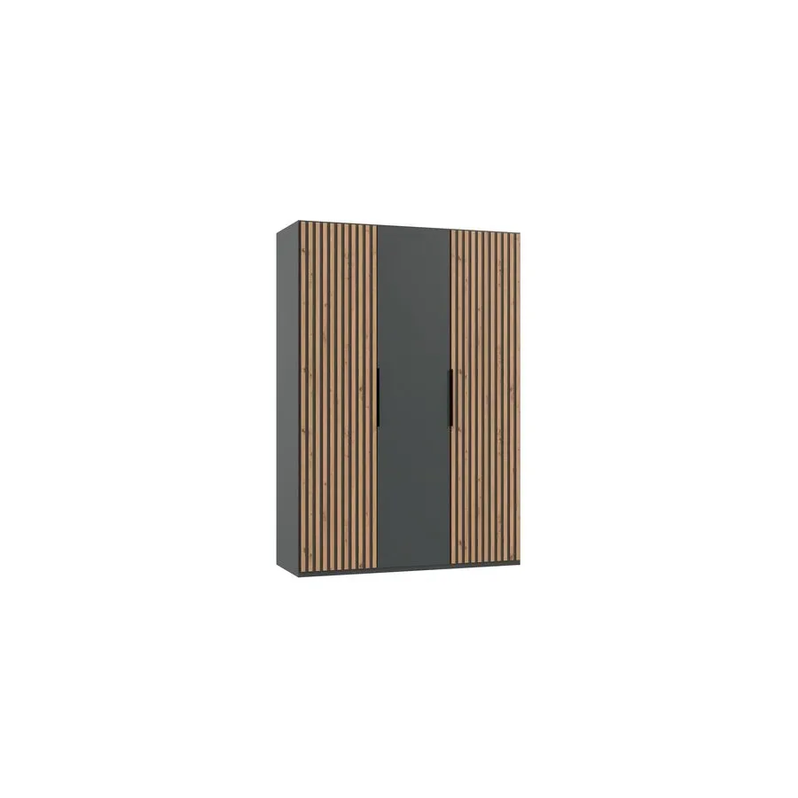 Kleiderschrank Asin Braun/Grau Holzwerkstoff 150 cm 58 cm 216 cm - Farbe: Eiche/graphit - Kleiderschrank
