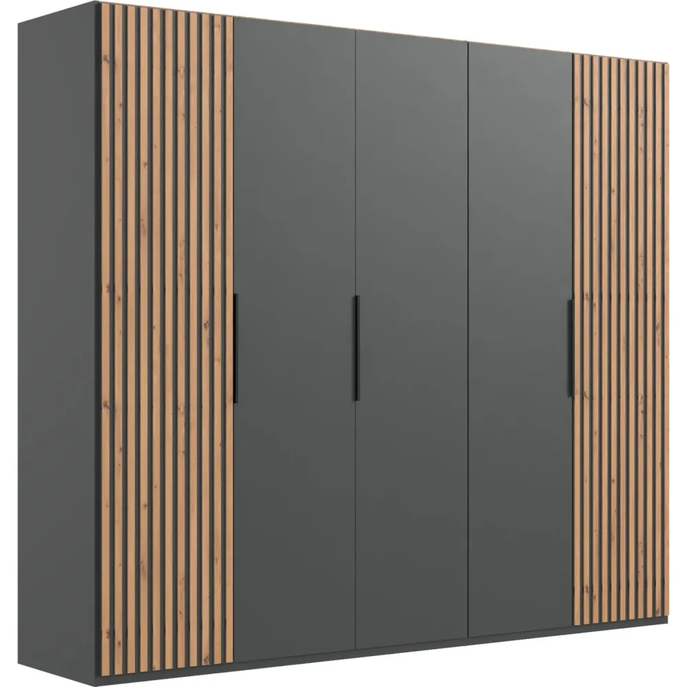 Kleiderschrank Asin Braun/Grau Holzwerkstoff 250 cm 58 cm 216 cm - Farbe: Eiche/graphit - Kleiderschrank