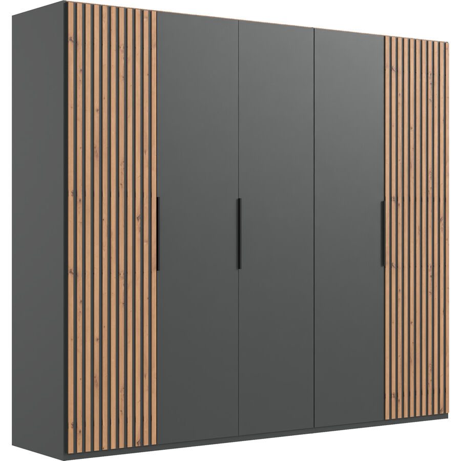 Kleiderschrank Asin Braun/Grau Holzwerkstoff 250 cm 58 cm 216 cm - Farbe: Eiche/graphit - Kleiderschrank