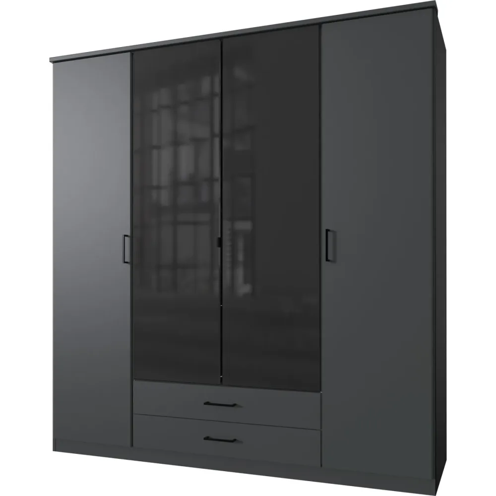 Kleiderschrank Hesa Grau Holzwerkstoff 180 cm 58 cm 199 cm - Farbe: graphite - Kleiderschrank