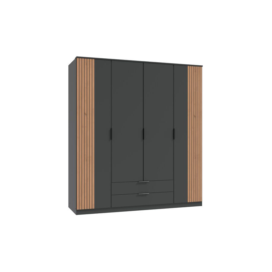 Kleiderschrank Arim Braun/Grau Holzwerkstoff 180 cm 58 cm 199 cm - Farbe: Eiche/graphit - Kleiderschrank