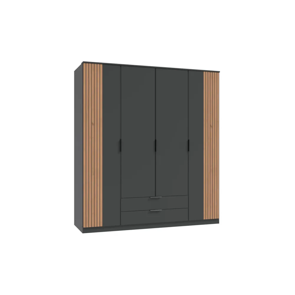 Kleiderschrank Arim Braun/Grau Holzwerkstoff 180 cm 58 cm 199 cm - Farbe: Eiche/graphit - Kleiderschrank