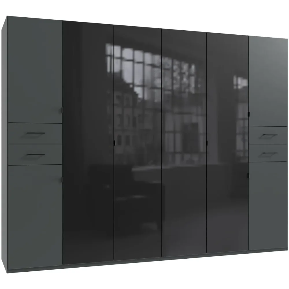 Kleiderschrank Dragon Grau Holzwerkstoff 270 cm 58 cm 208 cm - Farbe: graphite - Kleiderschrank