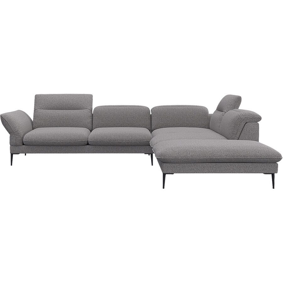 Ecksofa Tiara Grau Stoff 286 cm 238 cm Verstellbare Lehne - Ecksofa