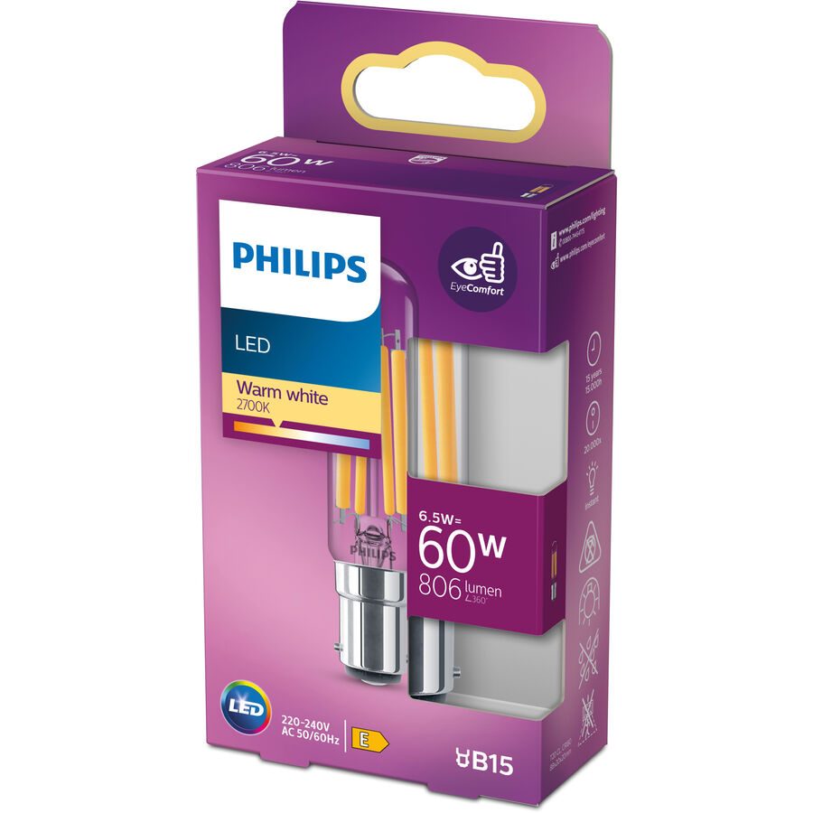 Leuchtmittel Philips Glas B15d 6.5 W - Farbe: Transparent - LED - Lichtfarbe: Extra warmweiss - Leuchtmittel- LED Leuchtmittel