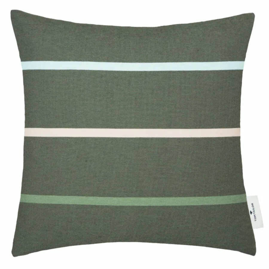 Tom Tailor Zierkissenbezug Tape Grün Baumwolle/Polyester 40 cm 40 cm - Material: Polyester/Baumwolle - Zierkissenbezug