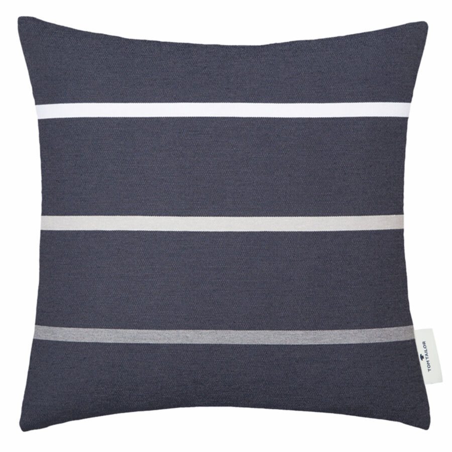 Tom Tailor Zierkissenbezug Tape Blau Baumwolle/Polyester 40 cm 40 cm - Farbe: navy blau - Material: Polyester/Baumwolle - Zierkissenbezug