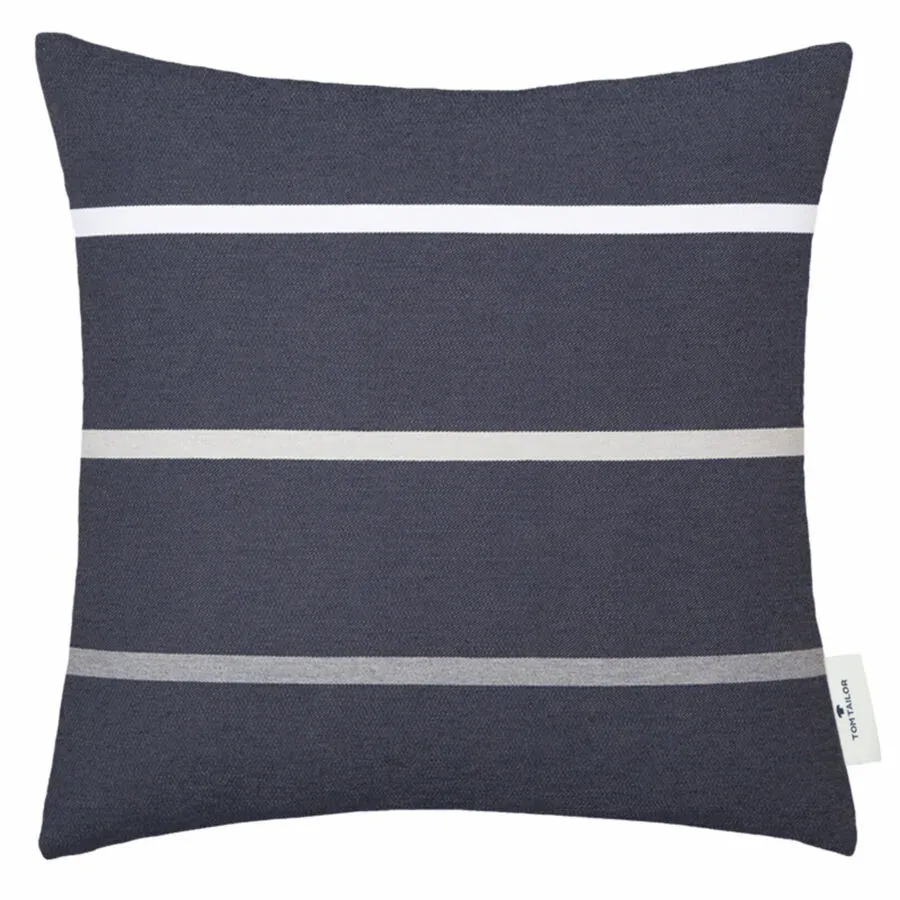 Tom Tailor Zierkissenbezug Tape Blau Baumwolle/Polyester 40 cm 40 cm - Farbe: navy blau - Material: Polyester/Baumwolle - Zierkissenbezug