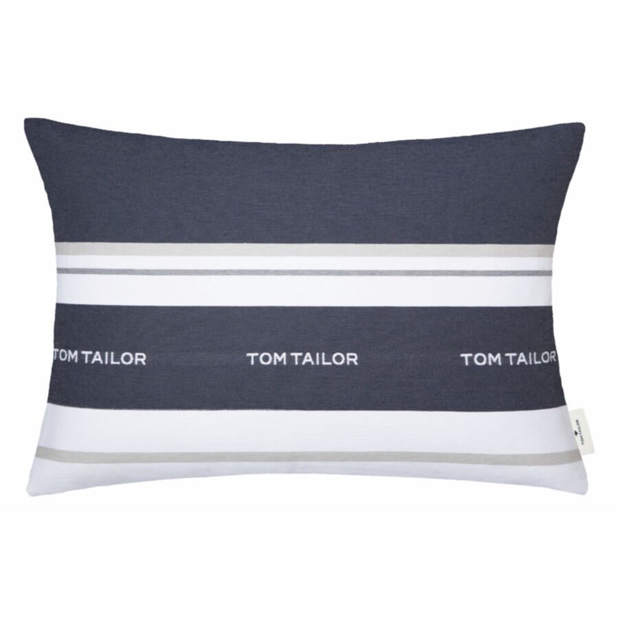 Tom Tailor Zierkissenbezug Logo Blau Baumwolle/Polyester 40 cm 60 cm - Farbe: navy blau - Material: Polyester/Baumwolle - Zierkissenbezug