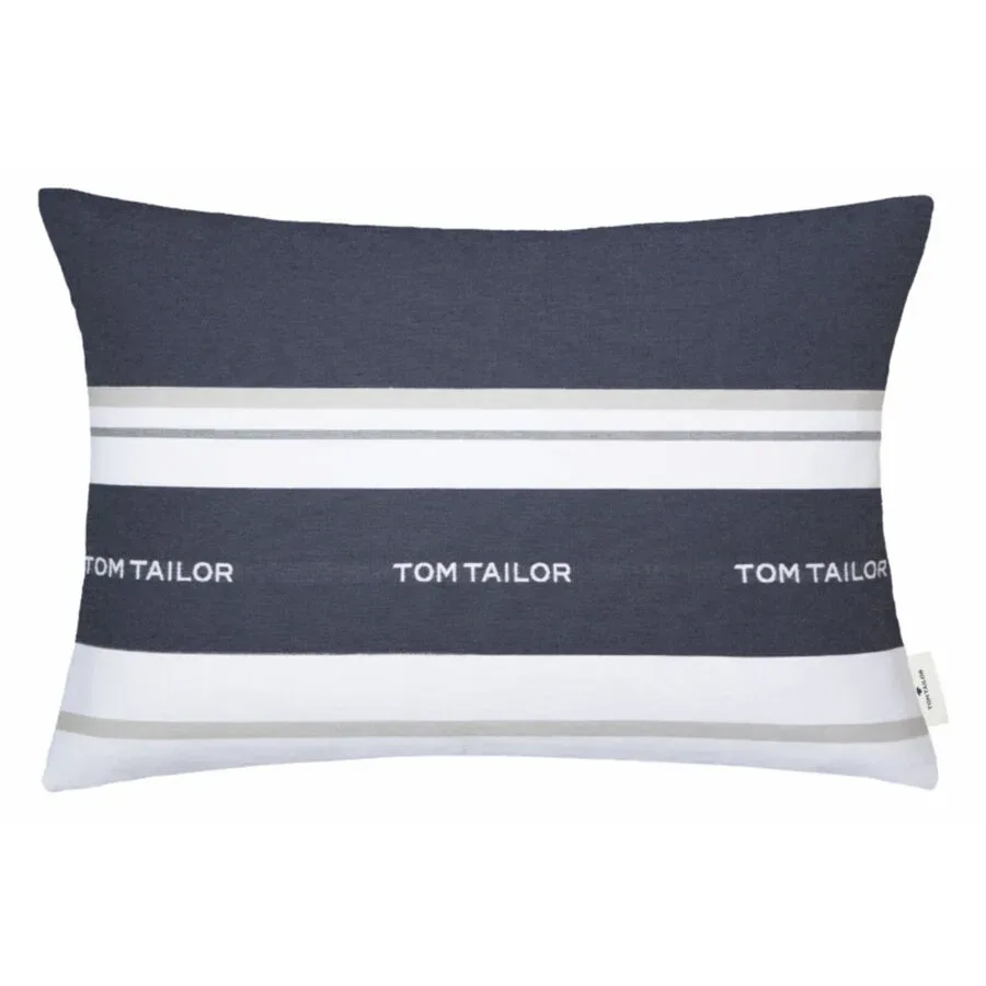 Tom Tailor Zierkissenbezug Logo Blau Baumwolle/Polyester 40 cm 60 cm - Farbe: navy blau - Material: Polyester/Baumwolle - Zierkissenbezug
