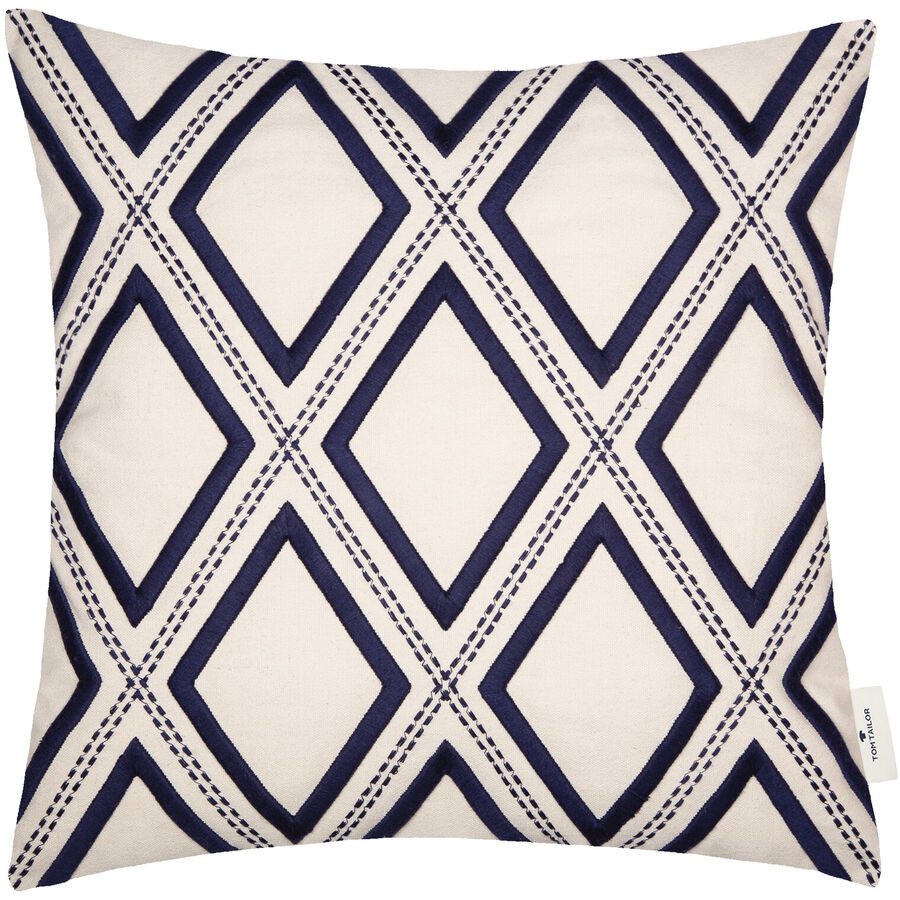 Tom Tailor Zierkissenbezug 3D Rhombus Blau Baumwolle/Polyester 45 cm 45 cm - Farbe: natur - Material: Polyester/Baumwolle - Zierkissenbezug