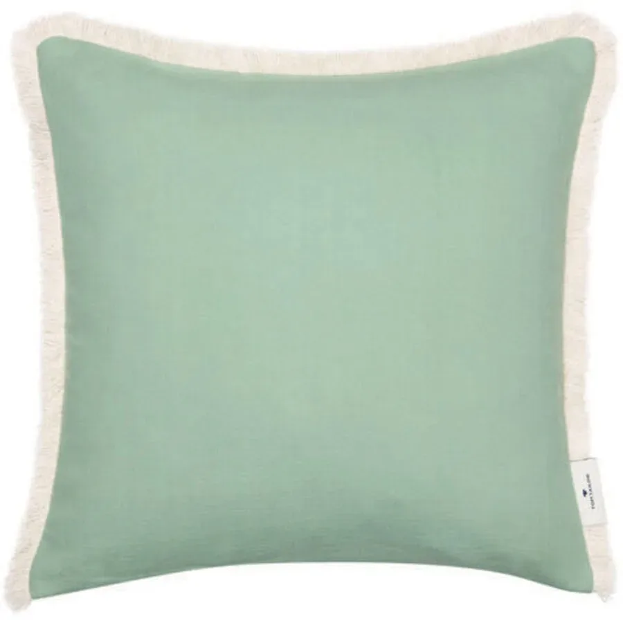 Tom Tailor - Fringed Cotton Kissenbezug, 40 x 40 cm, Jade