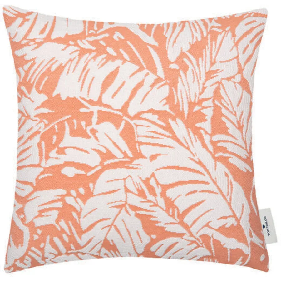 Tom Tailor Zierkissenbezug Highlighted Leaves Orange Baumwolle 40 cm 40 cm - Farbe: pfirsich - Zierkissenbezug