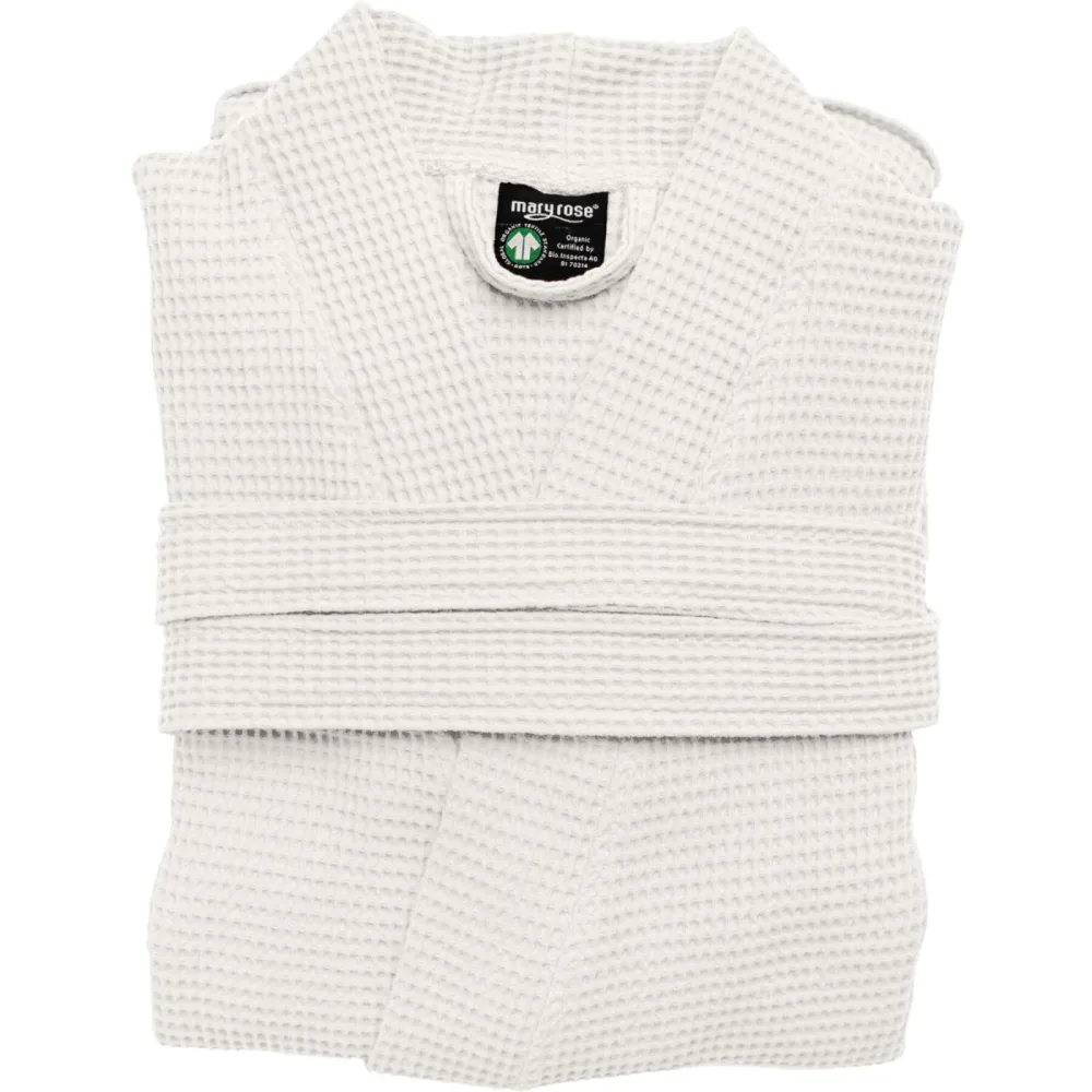 Mary rose Bademantel Waffelpique Weiss Baumwolle M - Farbe: Perle - Bademantel