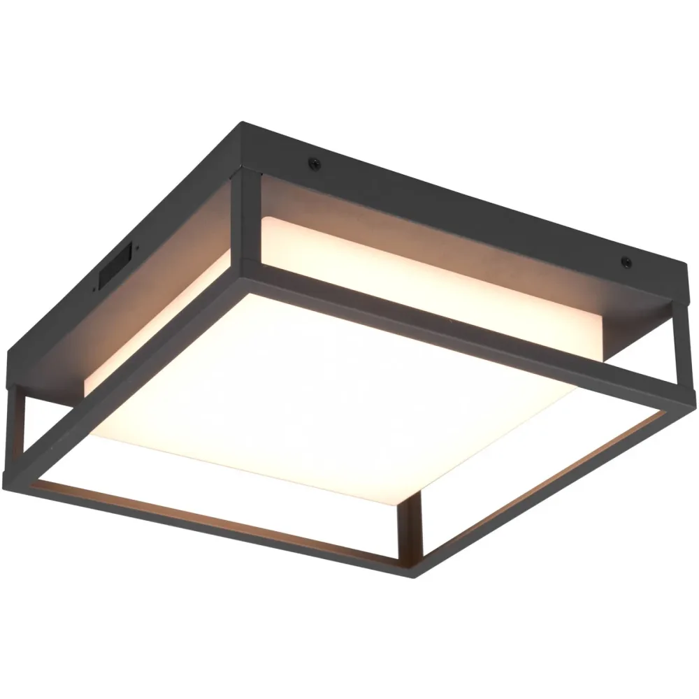 Deckenlampe Werot Grau Metall 30 cm 10 cm - Farbe: anthrazit - LED - Lichtfarbe: Extra warmweiss - Helles Neutralweiss - Deckenlampe- LED