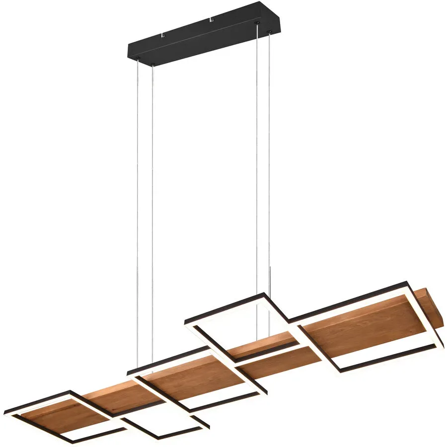 Pendellampe Hakora Schwarz Metall 115 cm 150 cm - Farbe: Schwarz matt - LED - Lichtfarbe: Warmweiss - Pendellampe- LED Energiesparlampe