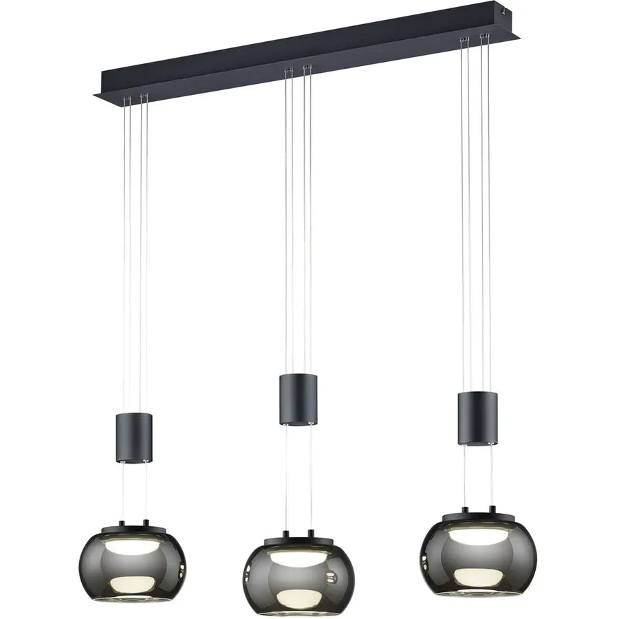 Pendellampe Magruela Schwarz Aluminium 82 cm 150 cm - Farbe: schwarz matt - LED - Lichtfarbe: Warmweiss - Pendellampe- LED Energiesparlampe