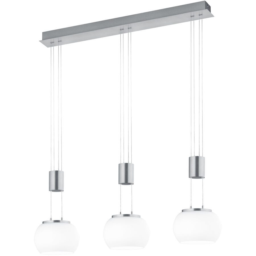 Pendellampe Magruela Grau Aluminium 82 cm 150 cm - Farbe: Nickel matt - LED - Lichtfarbe: Warmweiss - Pendellampe- LED Energiesparlampe